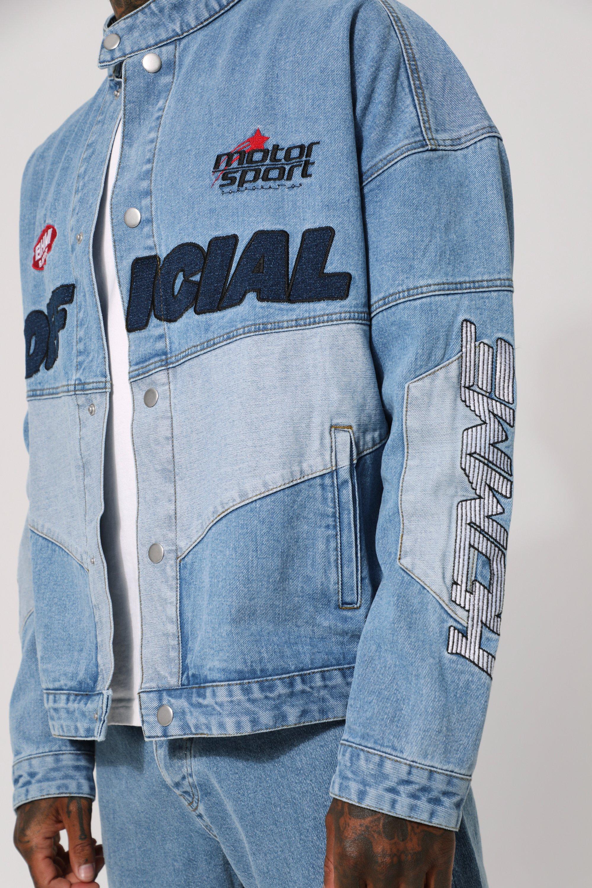 Oversize Moto Jeansjacke